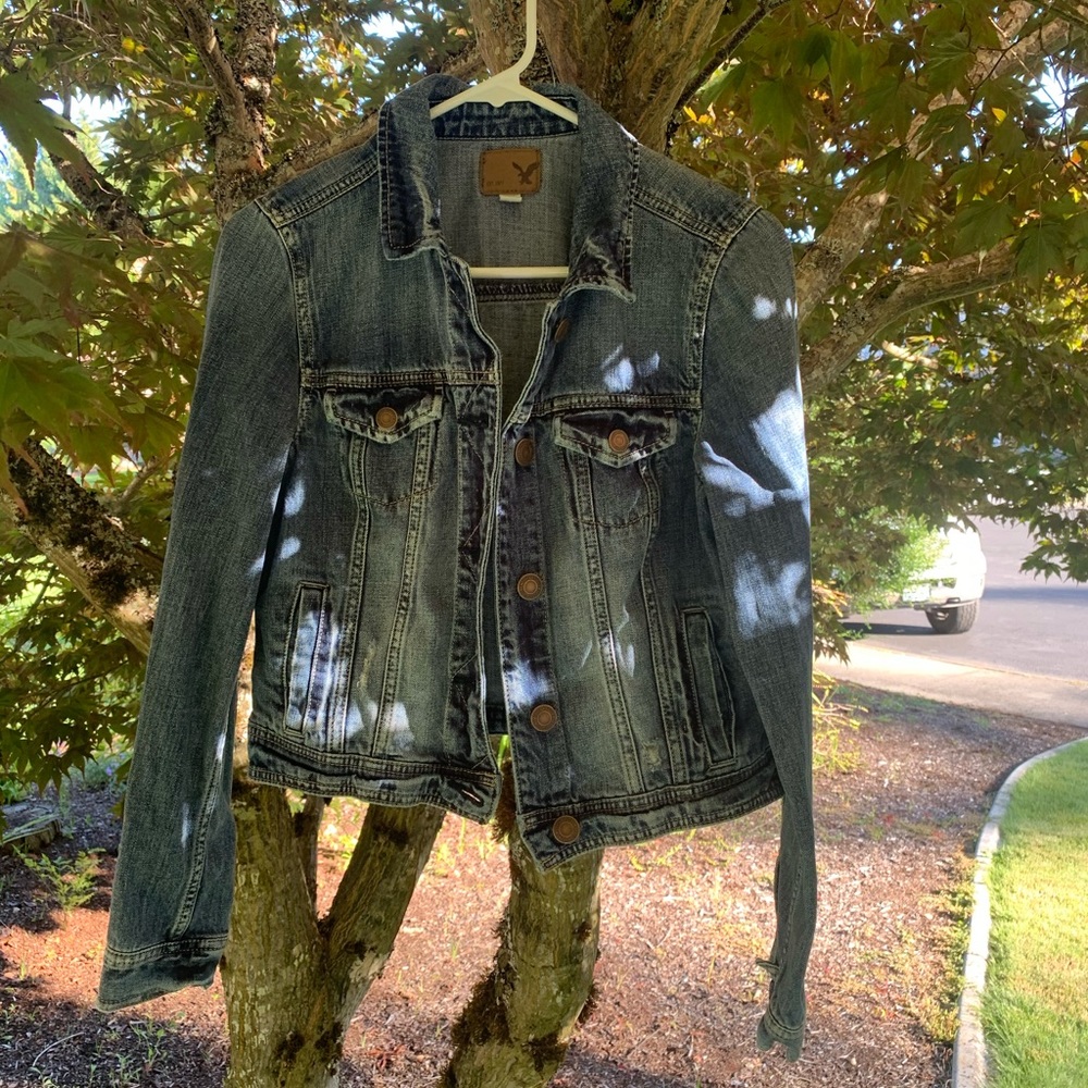 A denim jacket with a stretchy material